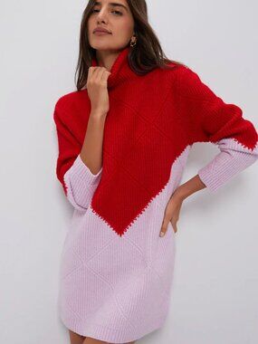 NEW Hyacinth House Diamond Demi Sweater Dress in Pink / Red - Size XL Tuckernuck
